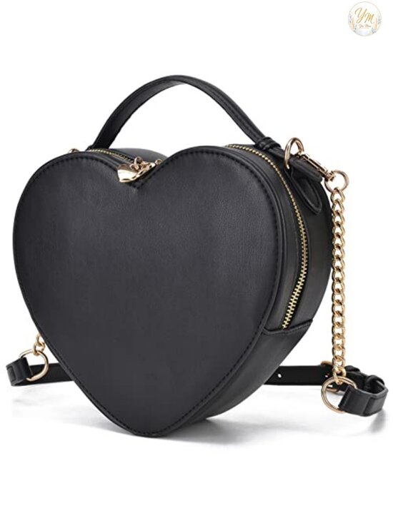 Handbags - Heart Shaped Crossbody Purse PU Leather Zip Around Satchel Handbag